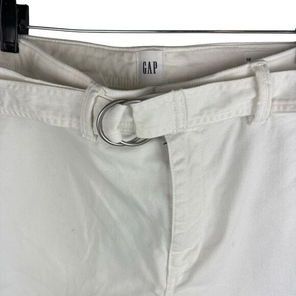 GAP White 4” high rise belted jean shorts - Picture 4 of 7